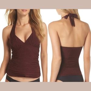NWT La Blanca Midnight Rain Goddess Tankini Top in Crimson Red [SZ‎ 8 US]